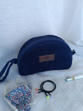 Pencil case / makeup bag (crescent-shaped)
