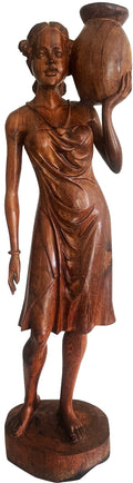 Woman with water bucket-Wooden Statuette (rosewood)