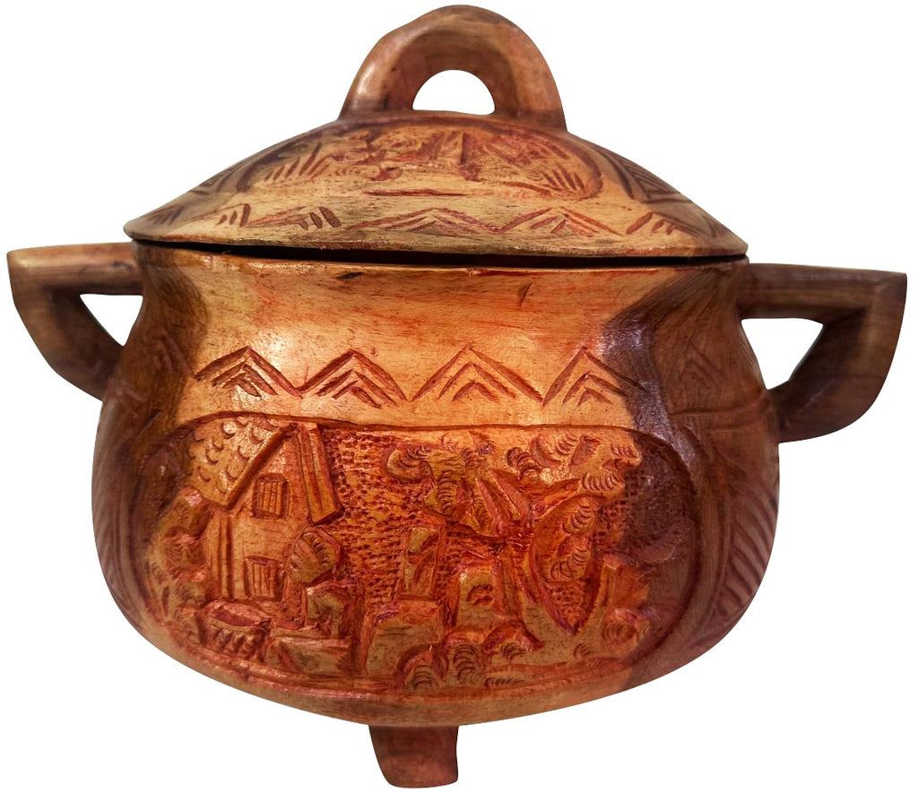 Wooden decorative pot (with feet)