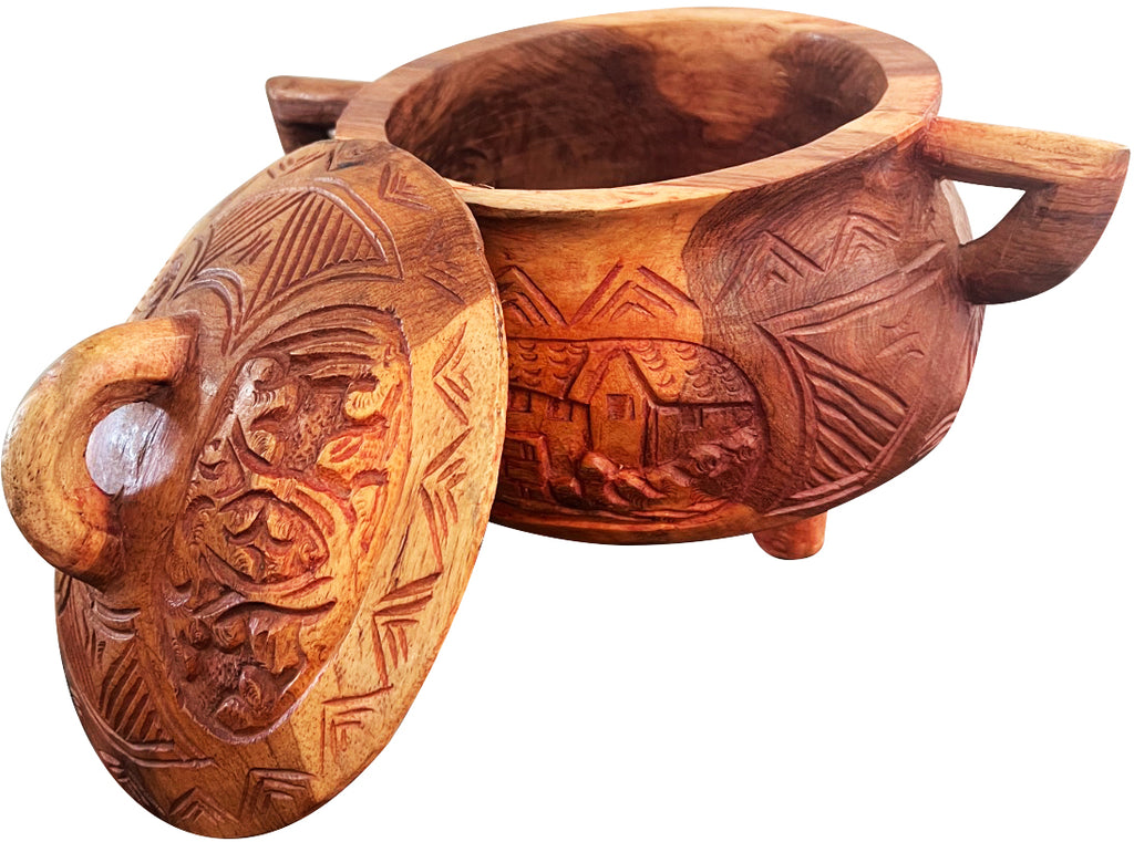 Wooden decorative pot (with feet)