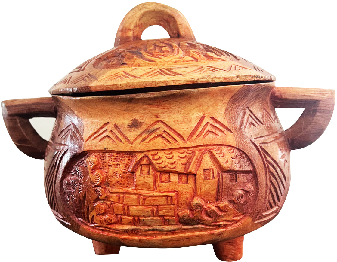 Wooden decorative pot (with feet)