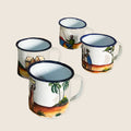 Kôpy Gasy Mug Set from Madagascar | Art'Jo Deco – three painted enamel mugs with blue rims