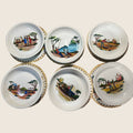 Enamel Soup Plates from Madagascar | Art'Jo Deco – set of six painted enamel soup plates with Malagasy scenes