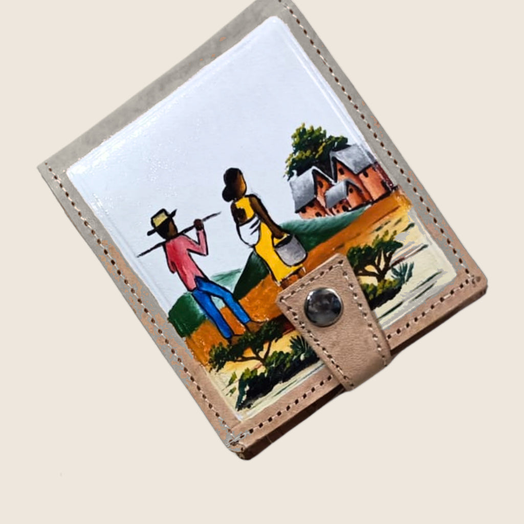 Men's Painted Wallet from Madagascar | Art'Jo Deco – leather wallet with a hand-painted scene and press stud