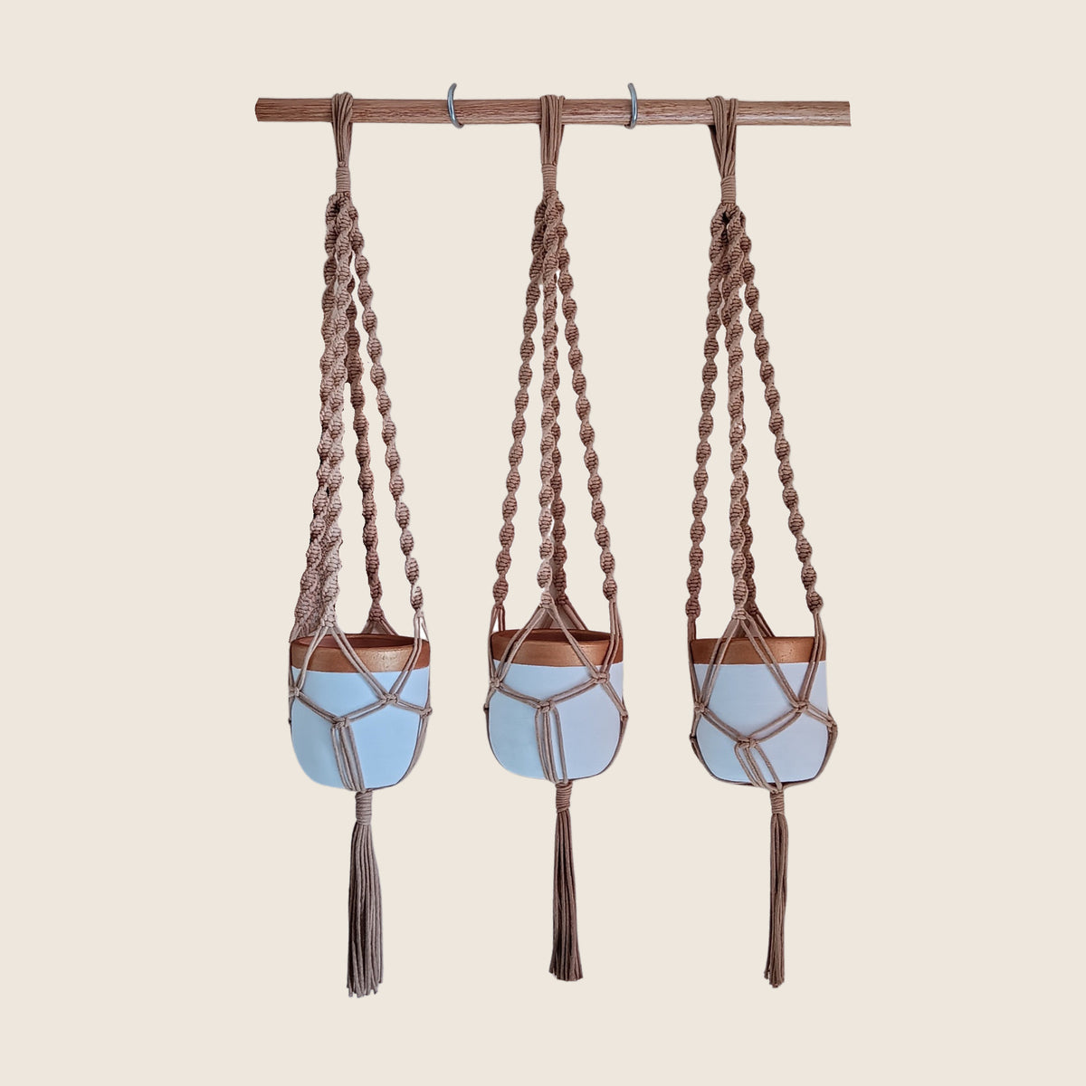 Macrame Plant Hanger from Madagascar | Craft Your Dream – close-up of the hanger knots and wooden ring