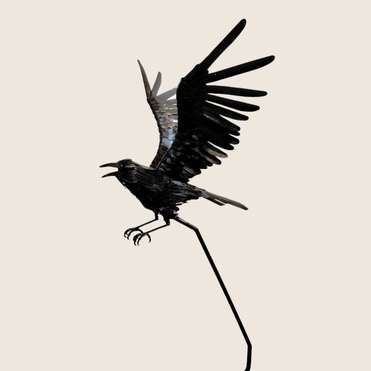 Black Crow Decor from Madagascar | D Meuble & Archi – large black crow sculpture made from recycled metal