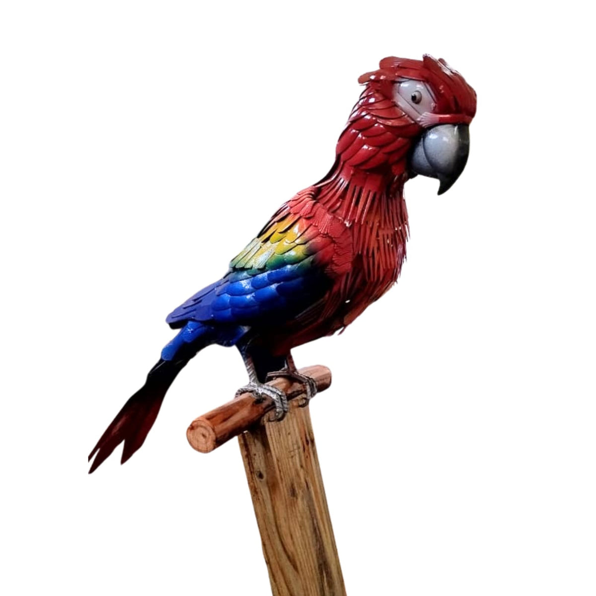 Scarlet Macaw from Madagascar | D Meuble & Archi – scarlet macaw sculpture in recycled metal and cutlery