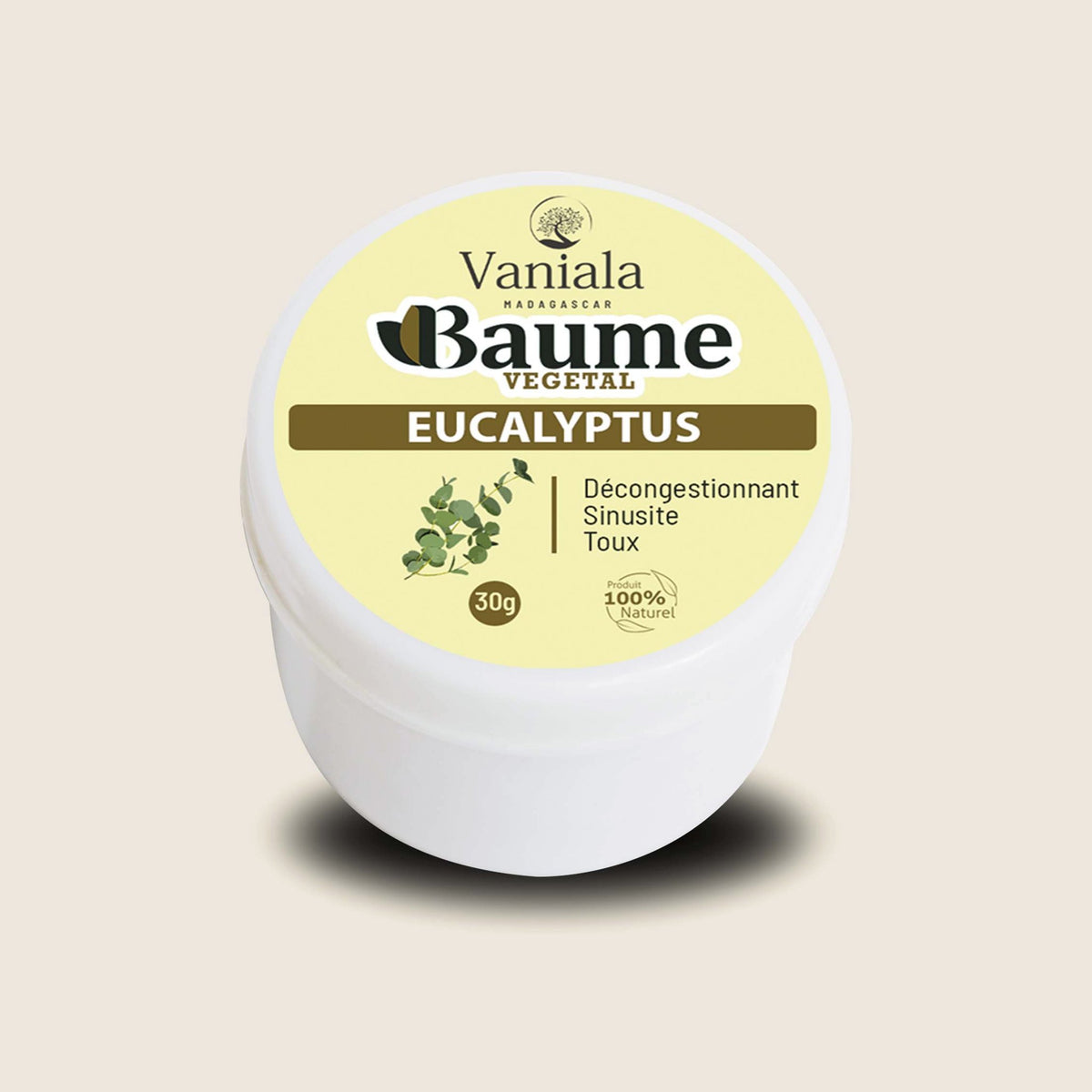 Eucalyptus Balm from Madagascar | Vaniala – jar of plant balm on beige background