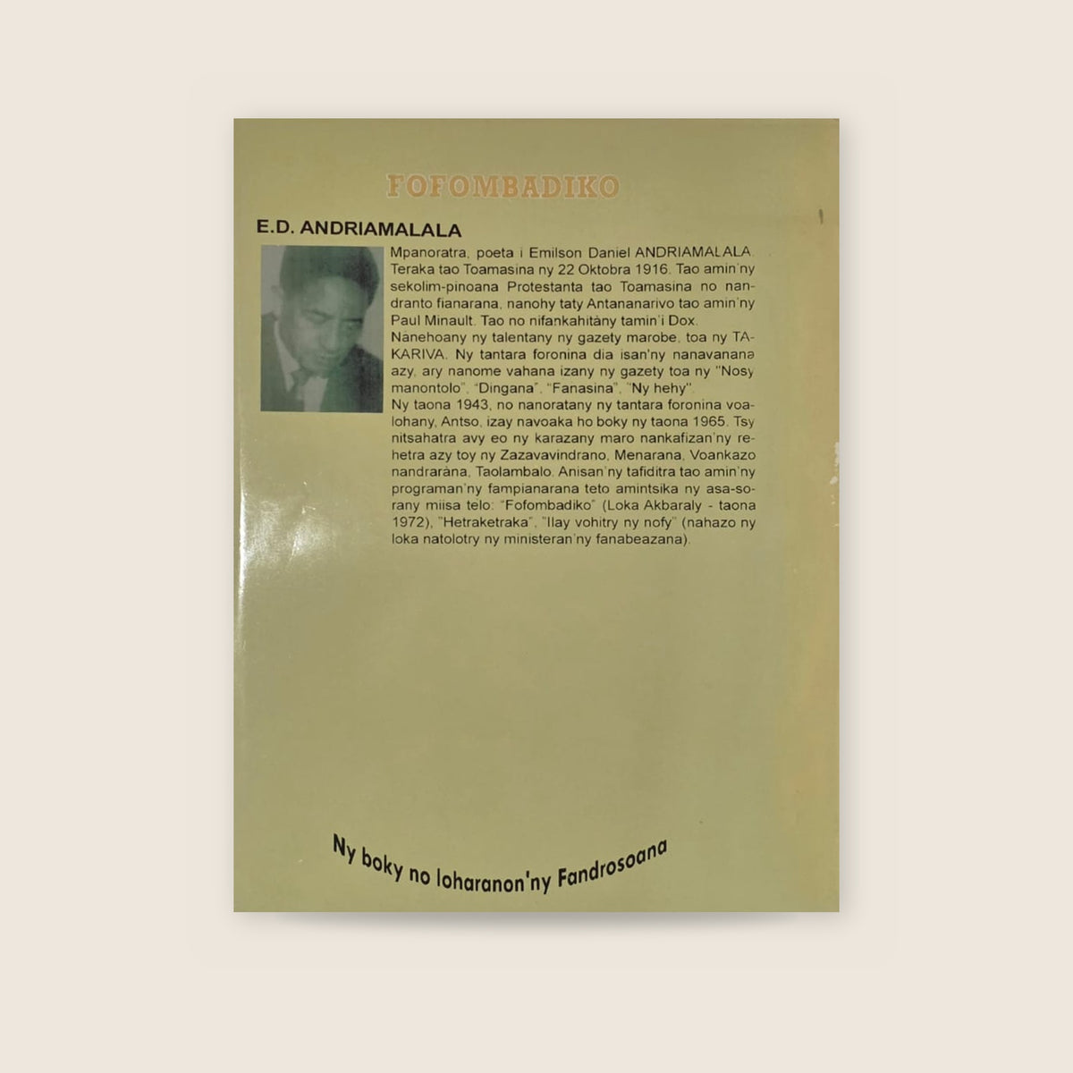 Fofombadiko by E.D. Andriamalala | Malagasy Novel – book cover