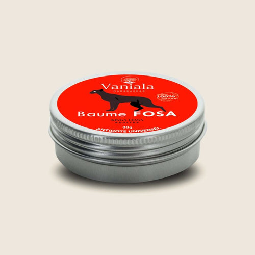 Fosa GM Balm Tin from Madagascar | Vaniala – aluminum tin of plant balm on beige background