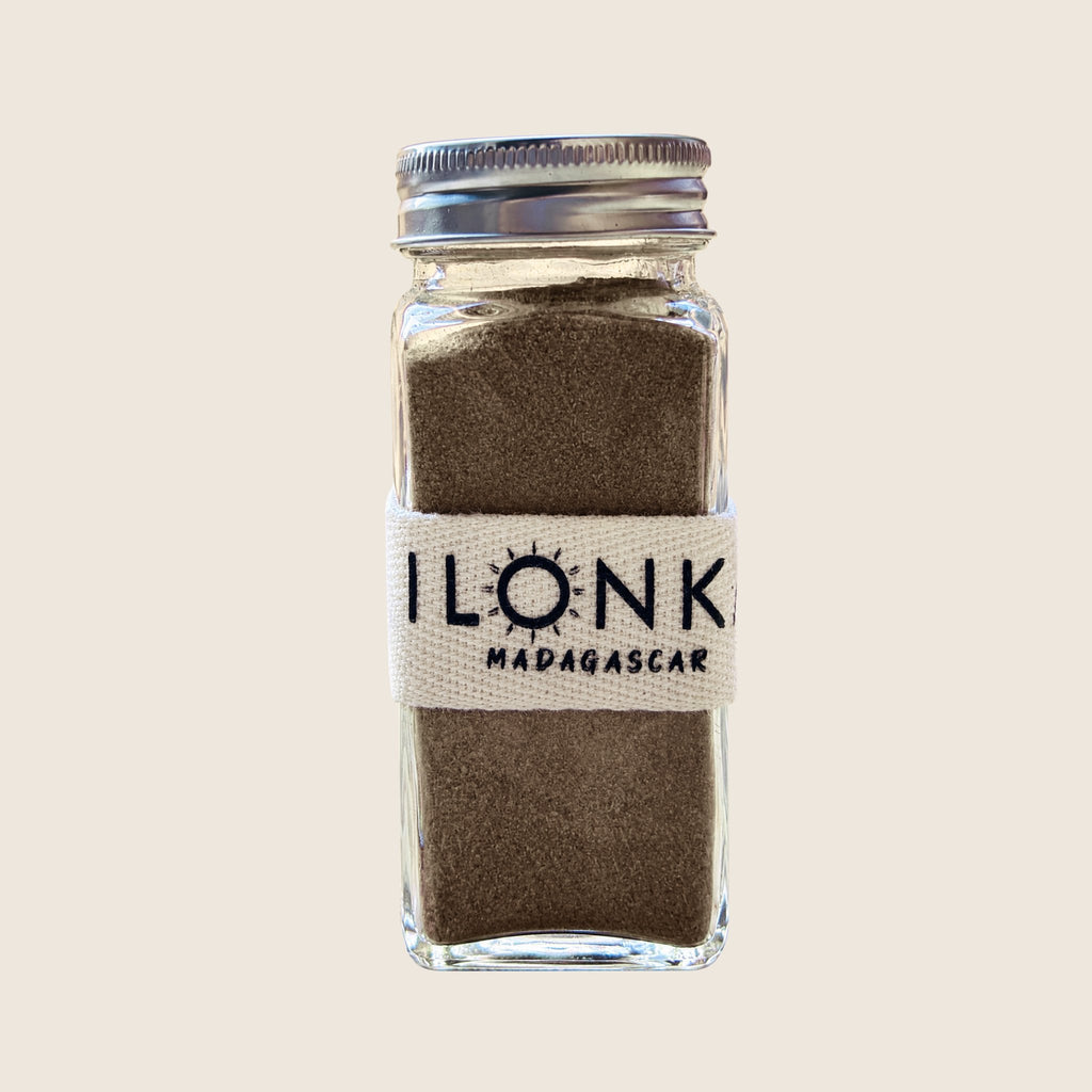True Cinnamon Powder from Madagascar | Ilonka – glass jar on beige background