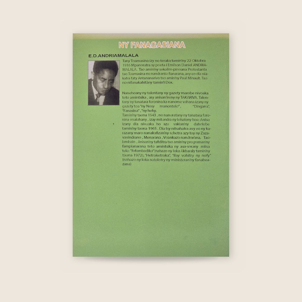 Ny Fanagasiana by E.D. Andriamalala | Essay – book cover